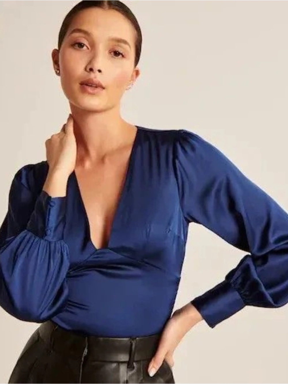 Abercrombie and fitch blue satin blouse